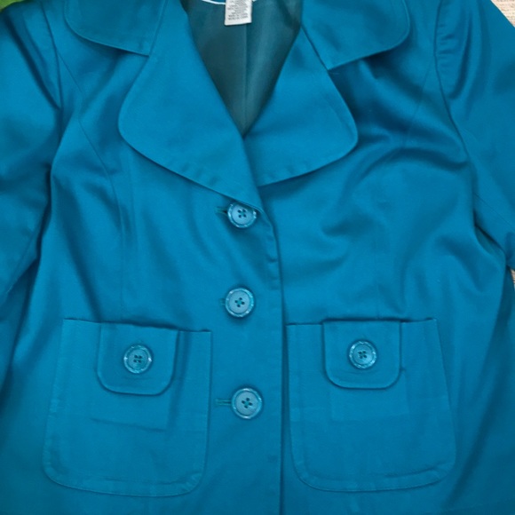 Worthington PS teal vintage boxy cropped blazer. - Picture 3 of 3